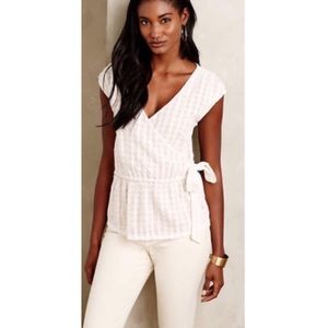 Anthropologie Cream Wrap Blouse